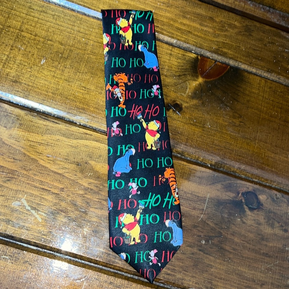 Vintage Pooh Bear‎ Christmas Holiday Print Neck Tie- OS